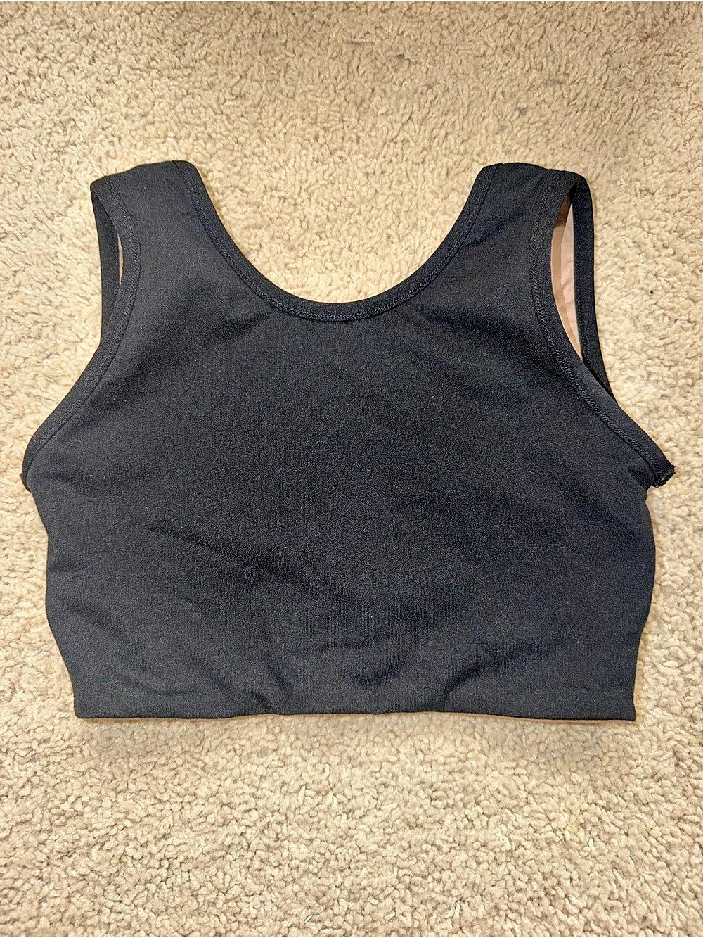 Coco Vida Reversible Crop Sports Top Black & Tan